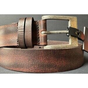 American Bison Genuine Leather Belt Mens 32 Mahagony Brown